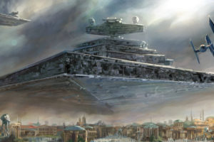 Star Destroyer, Naboo, TIE Fighter, AT AT Walker, Star Wars, Painting