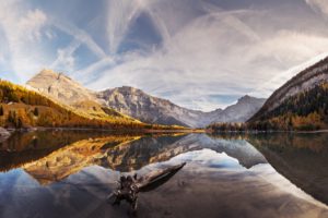 nature, Reflection, Mountains, Mountain pass, Clouds, Trees