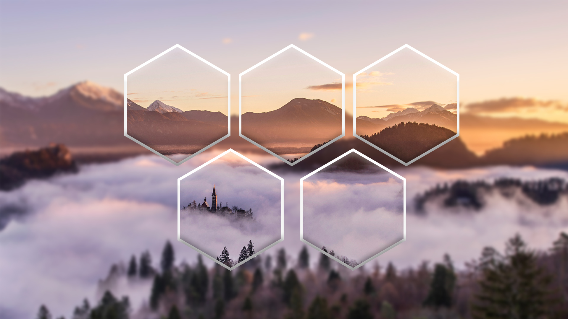 Photoshop, Clouds, Lake Bled Wallpaper