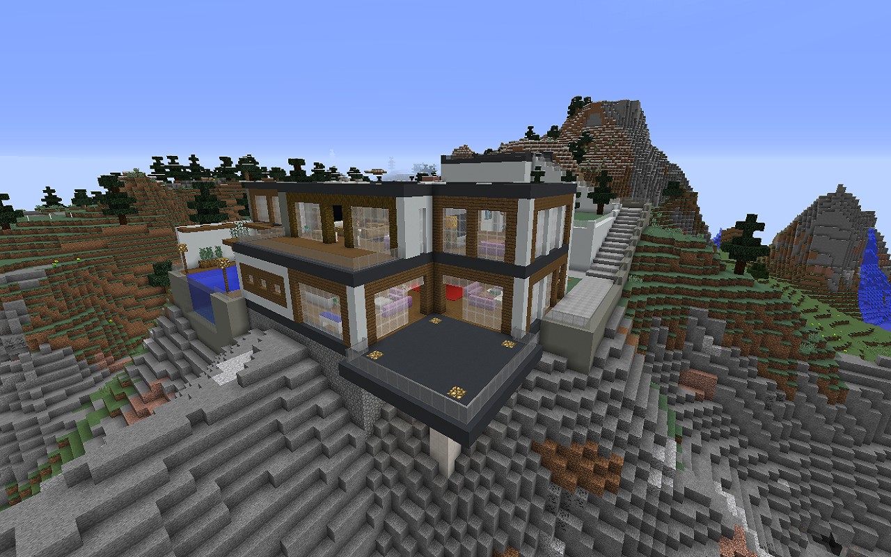 What is the title of this picture ? Minecraft, House, Landscape, Modern Wallpapers HD / Desktop and Mobile