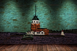 cartoon, Istanbul, Kız Kulesi, Ship, Wall, Color correction