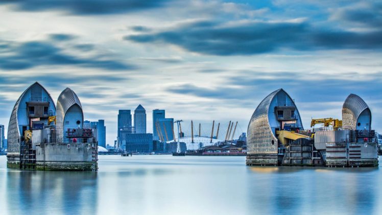 architecture, Building, Cityscape, London, UK, River, Clouds, River Thames, Reflection, Wembley, Long exposure HD Wallpaper Desktop Background