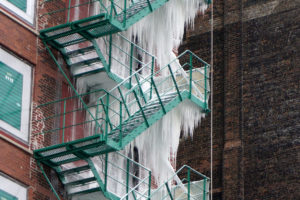architecture, Building, Portrait display, Winter, Ice, Frost, Stairs, Chicago, USA, Bricks, Icicle, Window