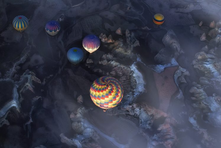 Turkey, Landscape, Aerial view, Hot air balloons HD Wallpaper Desktop Background