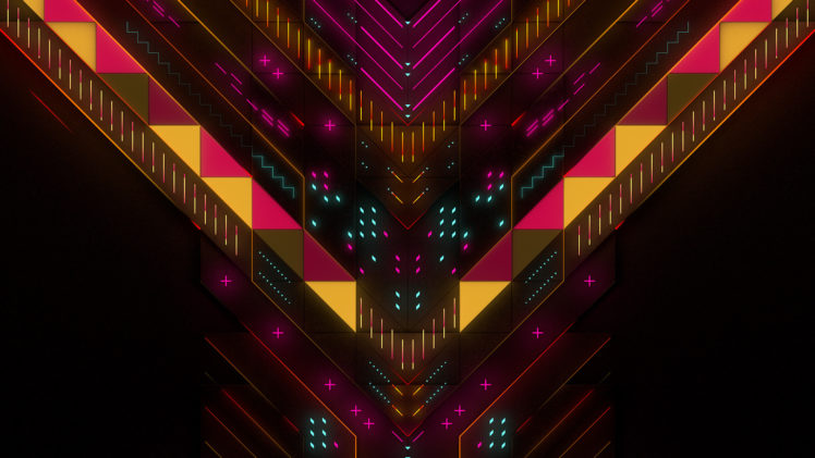 abstract, Neon, Symmetry, Digital art HD Wallpaper Desktop Background