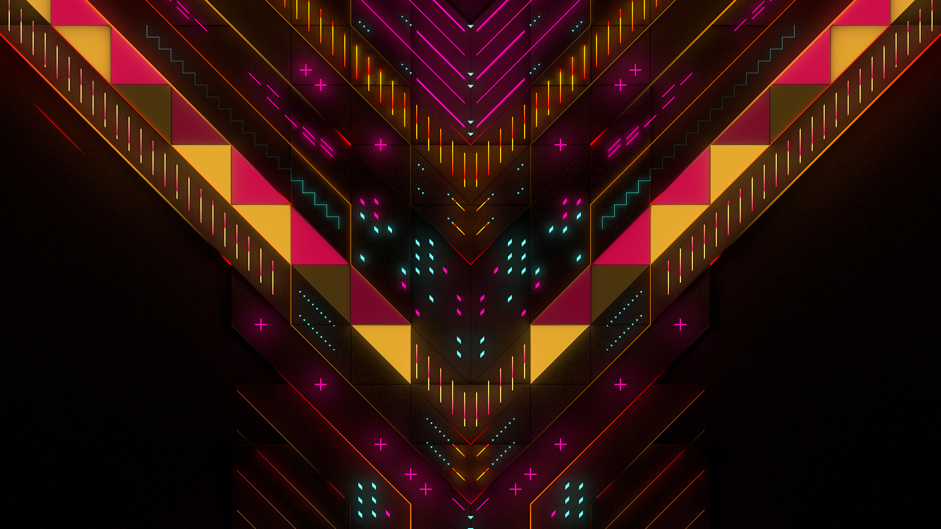 abstract, Neon, Symmetry, Digital art Wallpaper
