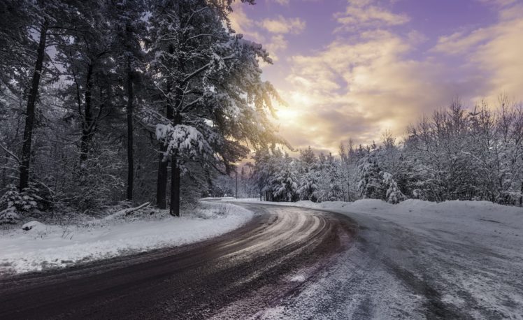 winter, Road, Snow, Trees HD Wallpaper Desktop Background