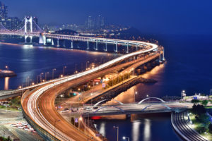 night, Road, Photography, South Korea, Kwangan Bridge, Busan, Bridge, Light trails