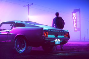 1967 Mustang Fastback, Car, Vehicle, Retrowave,  retrowave, Synthwave, Neon, Drive