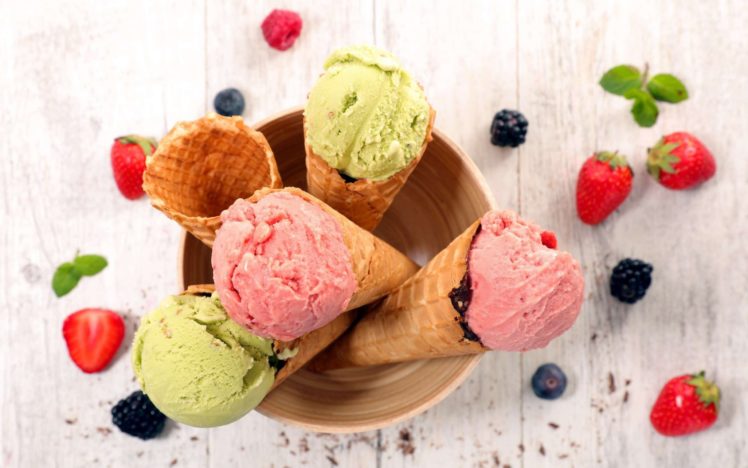 food, Ice cream, Berries, Fruit, Strawberries HD Wallpaper Desktop Background