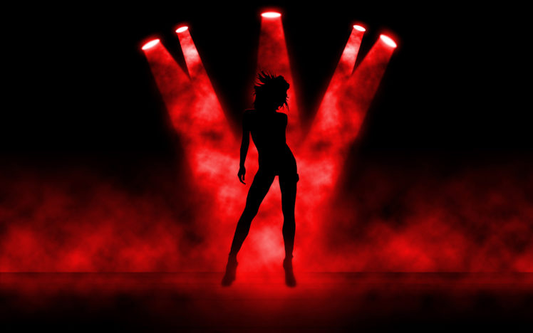 dancer, Women, Stages, Spotlights, Smoke, Red, Silhouette HD Wallpaper Desktop Background