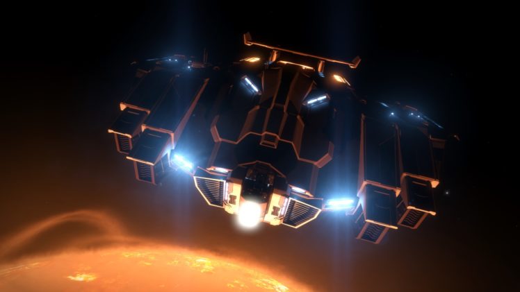Elite: Dangerous, E:D, Space, Space Simulator, Type 10, Sun, Spaceship, Video games HD Wallpaper Desktop Background