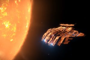 Elite: Dangerous, E:D, Space, Space Simulator, Type 10, Sun, Spaceship