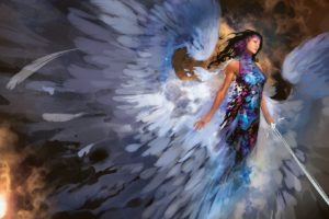 artwork, Fantasy art, Angel, Wings, Sword, Magic: The Gathering