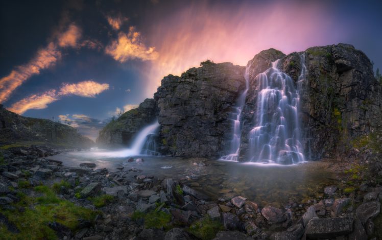 nature, Waterfall, Water, Long exposure HD Wallpaper Desktop Background