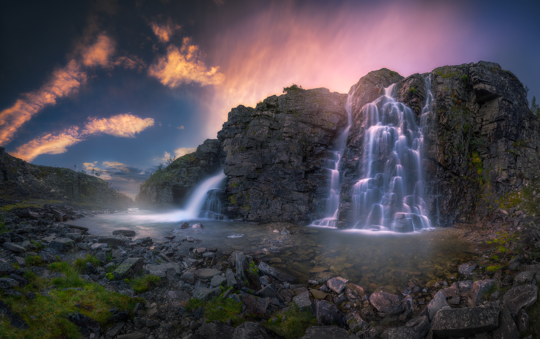 nature, Waterfall, Water, Long exposure Wallpaper