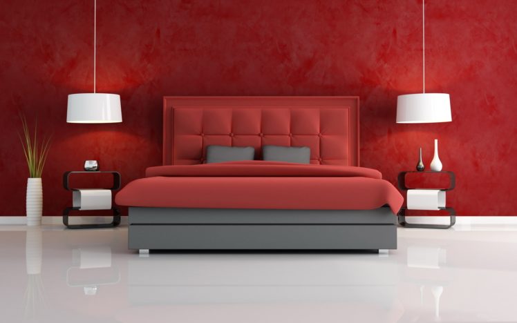 red, Bed, Room, Interior HD Wallpaper Desktop Background