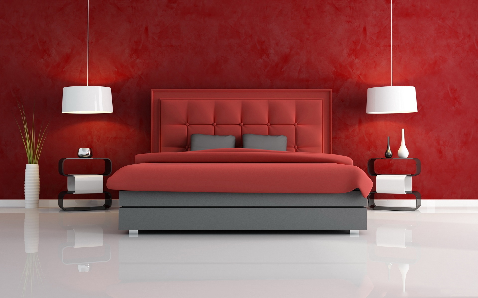 red, Bed, Room, Interior Wallpaper