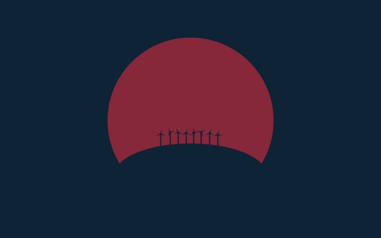minimalism, Abstract, Sun, Red, Windmill HD Wallpaper Desktop Background
