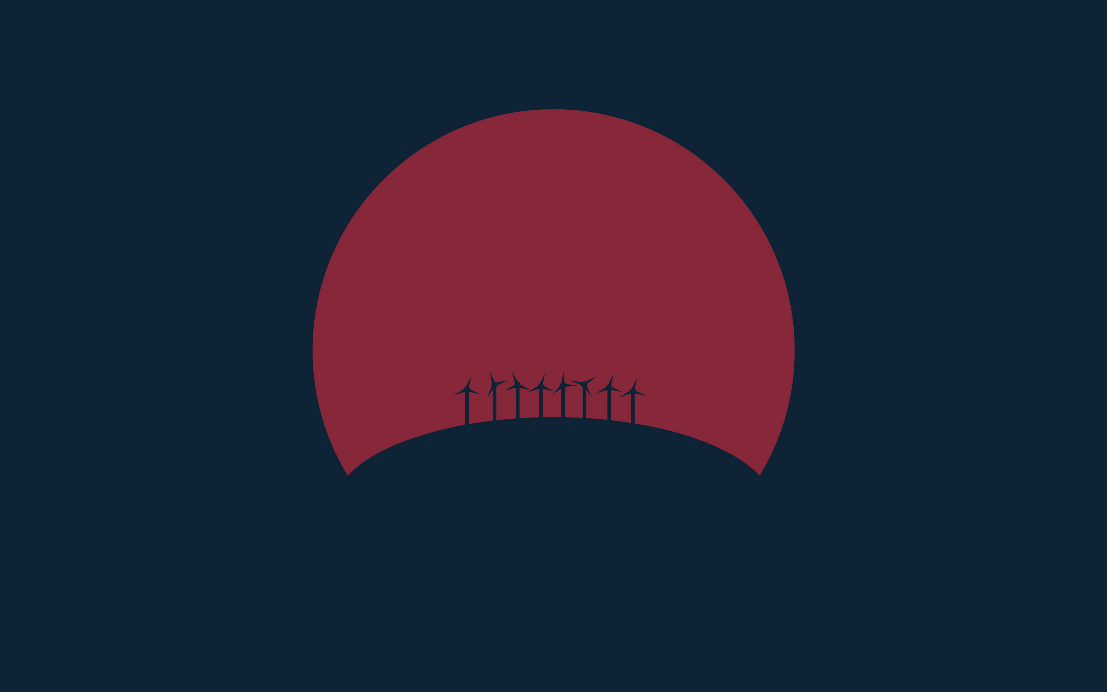 minimalism, Abstract, Sun, Red, Windmill Wallpaper