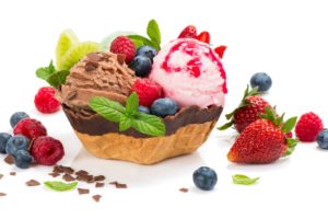 food, Ice cream, Berries, Fruit