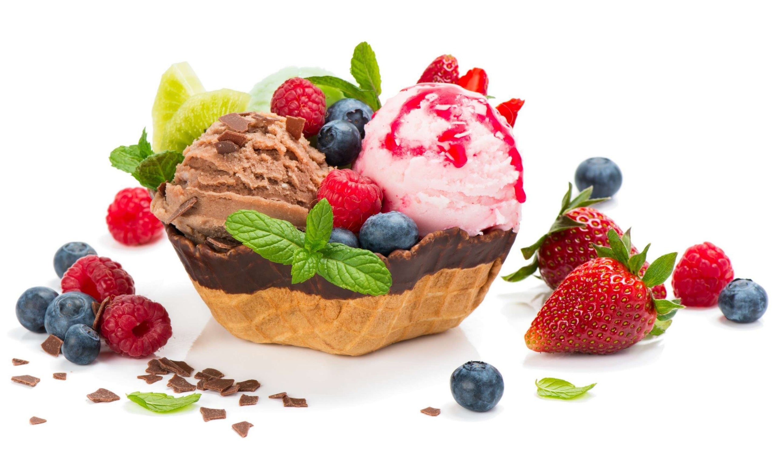 food, Ice cream, Berries, Fruit Wallpaper