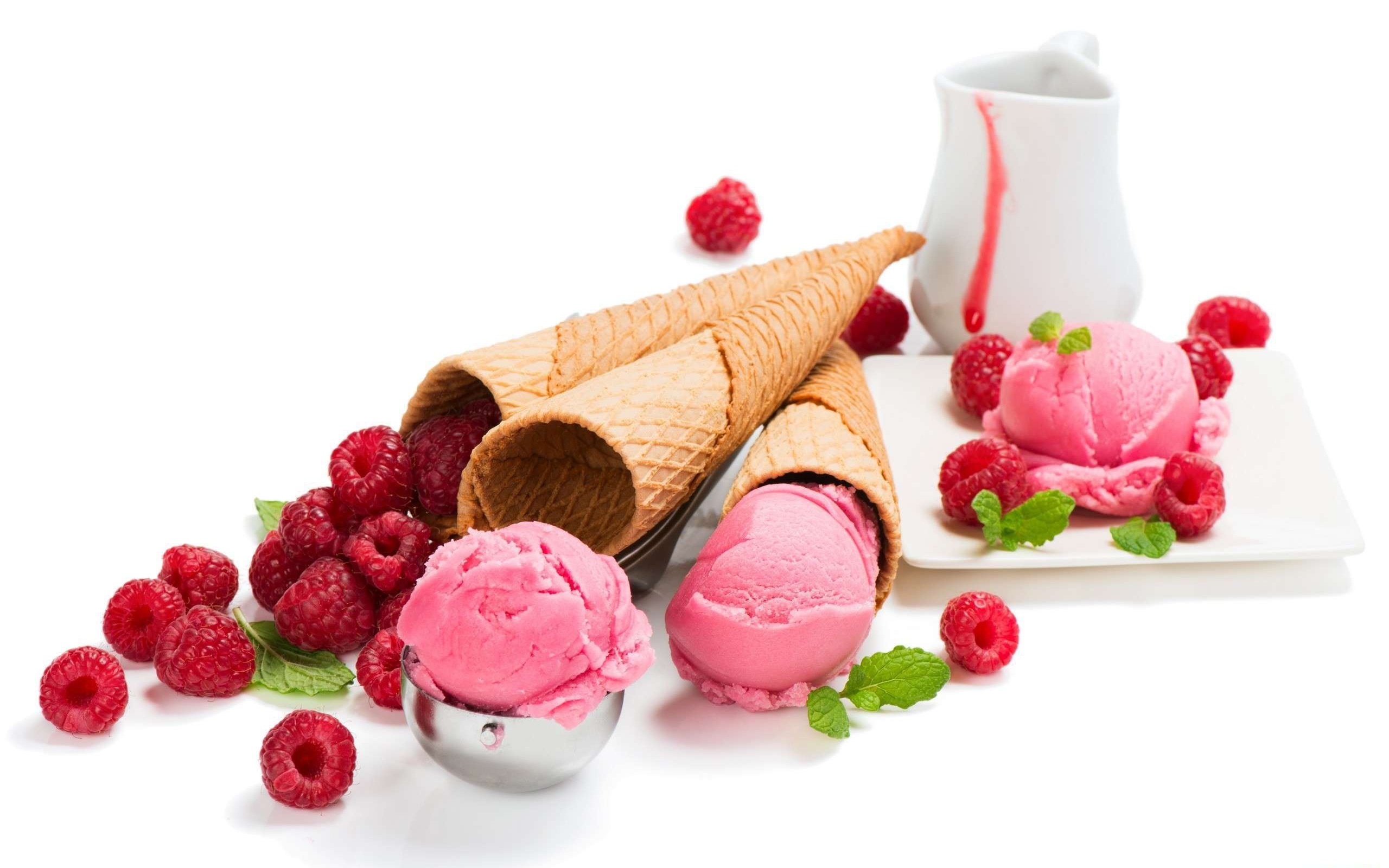 ice cream, Fruit, Berries, Food Wallpaper
