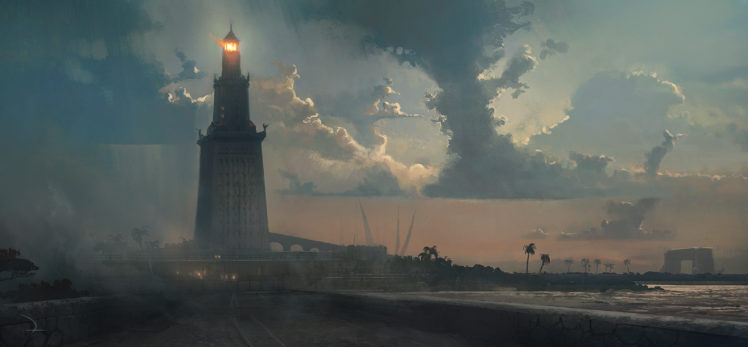 Assassins Creed: Origins, Video games, Artwork, Assassins Creed, Egypt, Alexandria(Egypt), Ubisoft, Lighthouse, Landscape HD Wallpaper Desktop Background