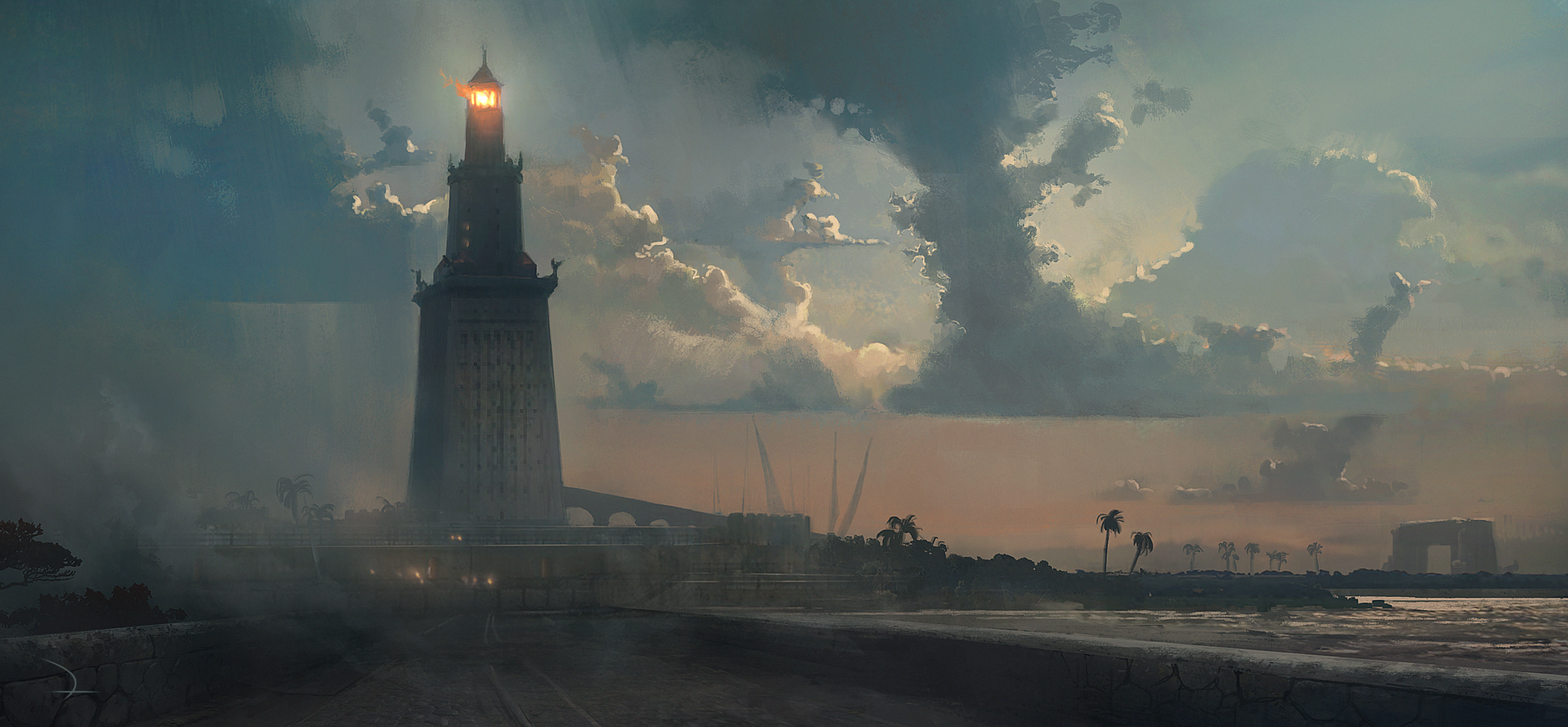 Assassins Creed: Origins, Video games, Artwork, Assassins Creed, Egypt, Alexandria(Egypt), Ubisoft, Lighthouse, Landscape Wallpaper