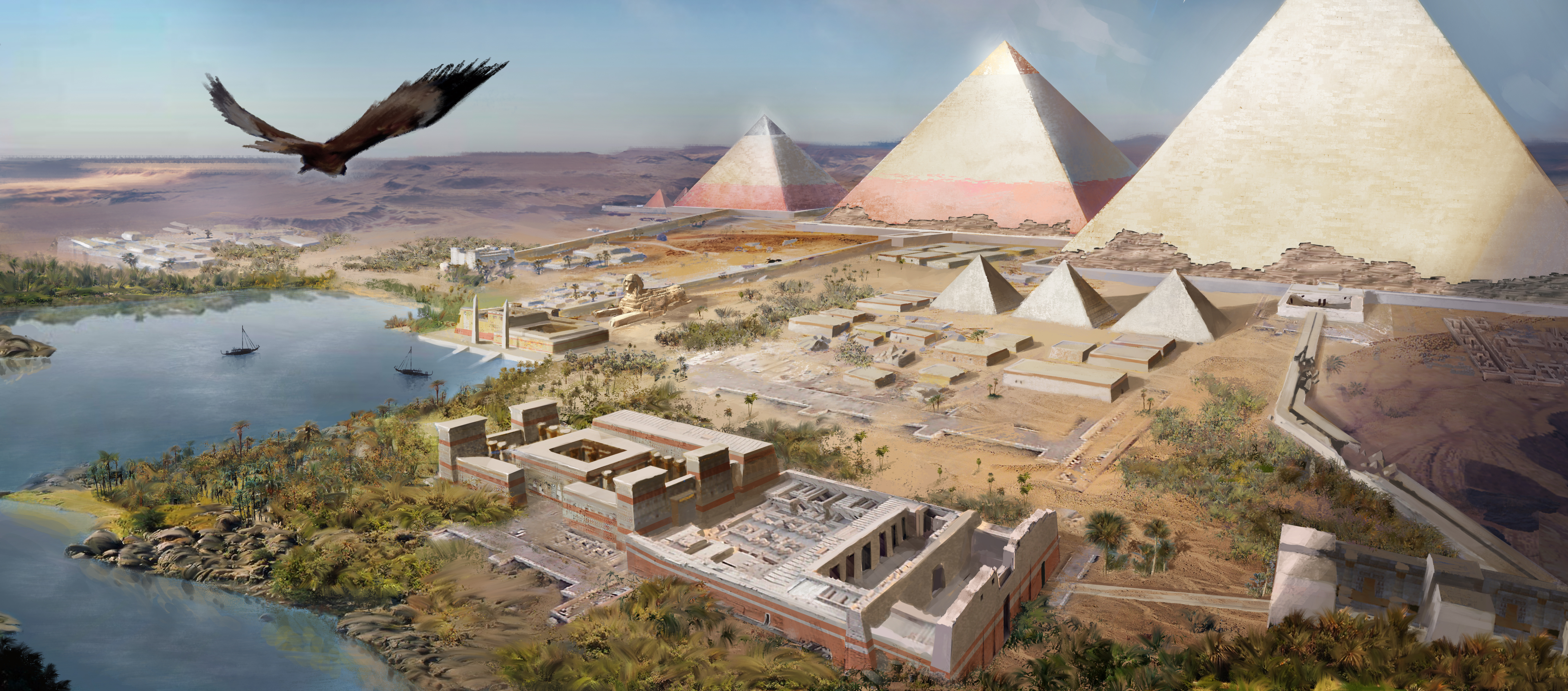 Assassins Creed: Origins, Video games, Artwork, Assassins Creed, Egypt, Landscape, Pyramids of Giza, Eagle, Ubisoft Wallpaper