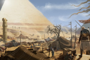 Assassins Creed: Origins, Video games, Artwork, Assassins Creed, Egypt, Landscape, Bayek, Pyramids of Giza, Ubisoft