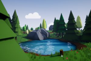low poly, Unreal Engine 4, Environment, Nature, Forest, Lake