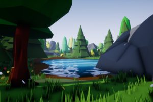 low poly, Unreal Engine 4, Environment, Nature, Forest, Lake
