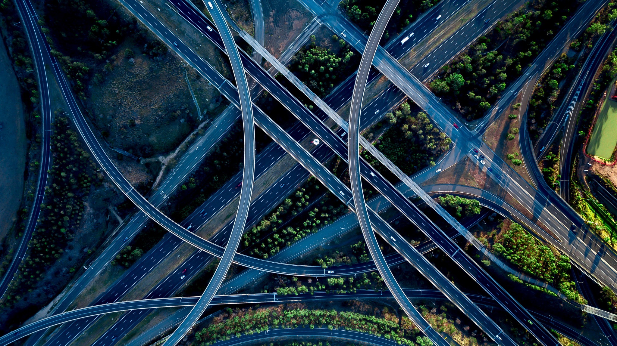 aerial view, Road, Traffic Wallpaper