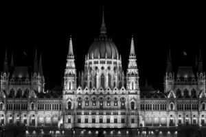 Budapest, European Union, Palace, Hungarian Parliament Building, Hungary, Monochrome