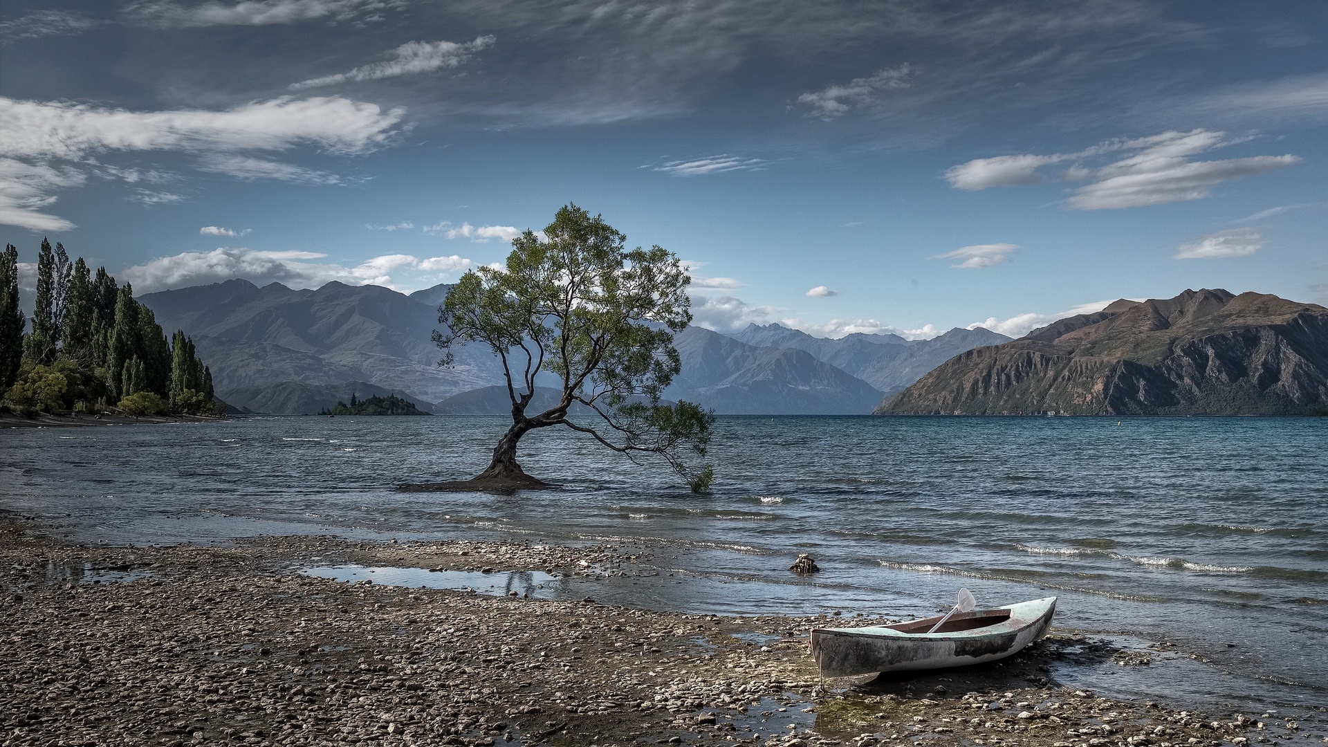 water, Nature, Boat, Mountains, Lake Wanaka, New Zealand Wallpaper