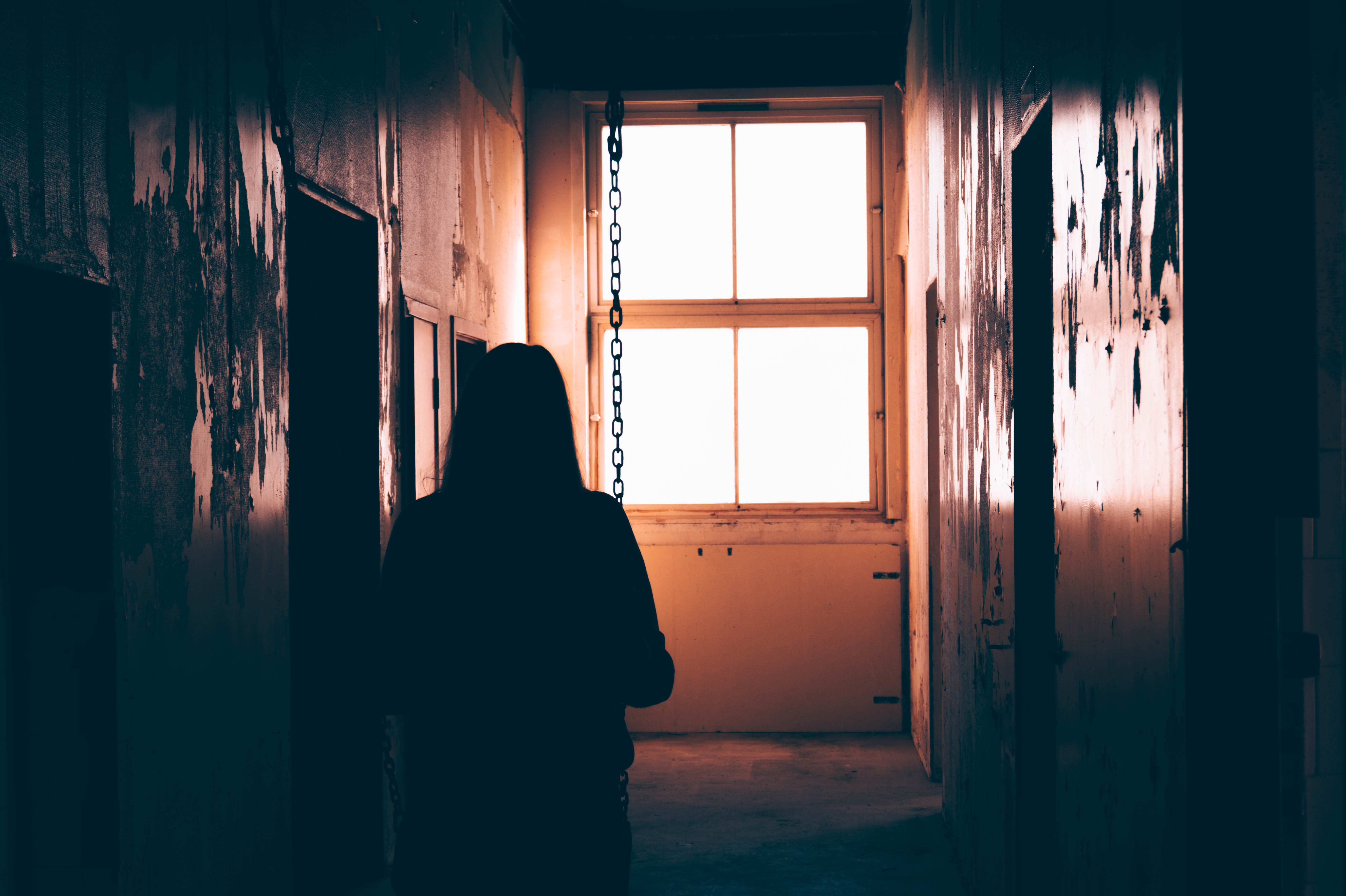 sunlight, Warm colors, Window, Urban decay, Abandoned, Chains Wallpaper