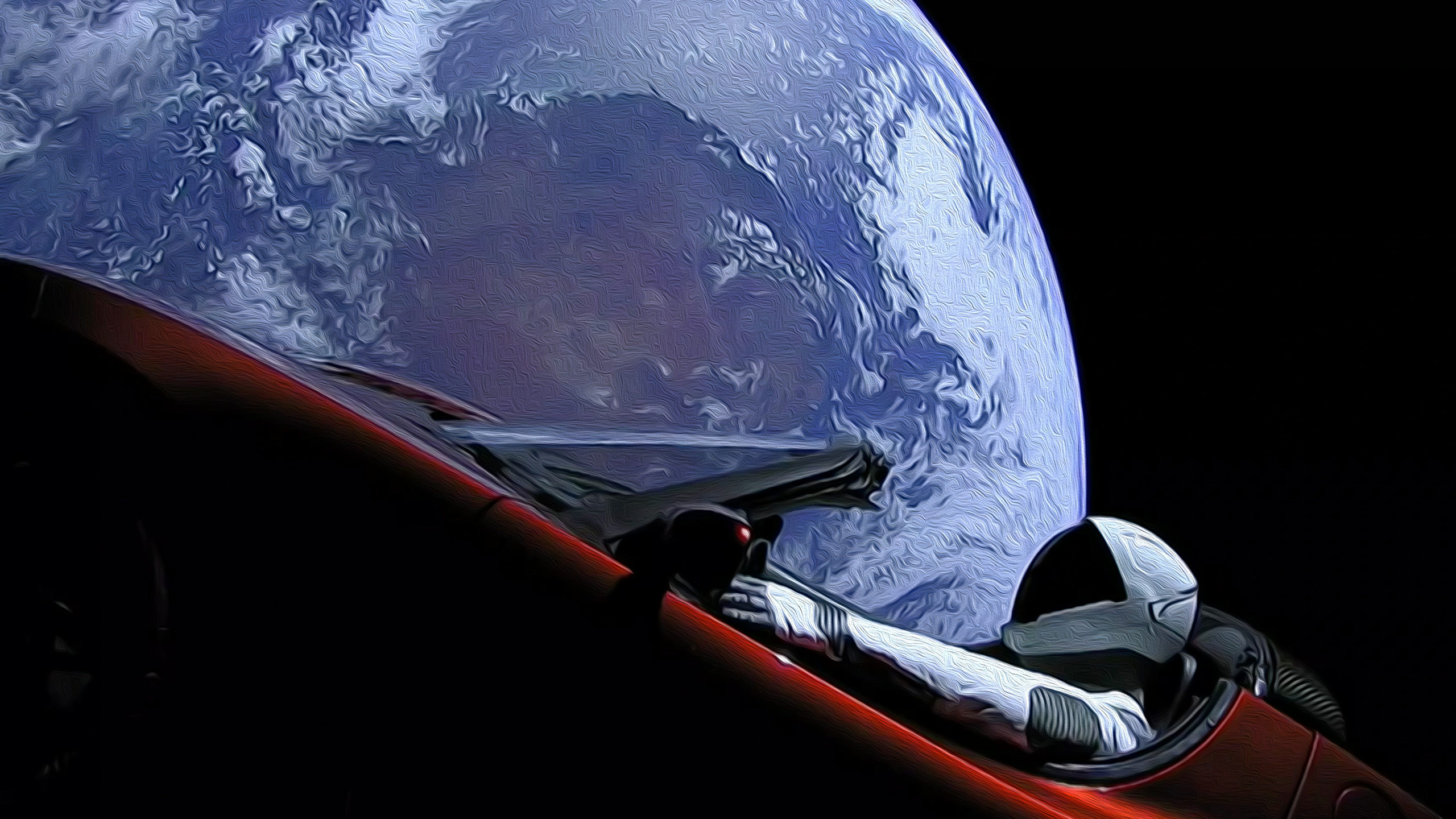 Starman, SpaceX, Tesla Roadster, Earth, Space, Car, Digital art