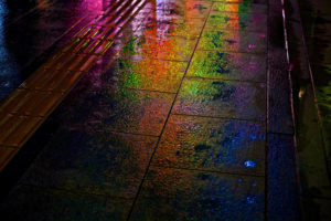 sidewalks, Wet, Colorful