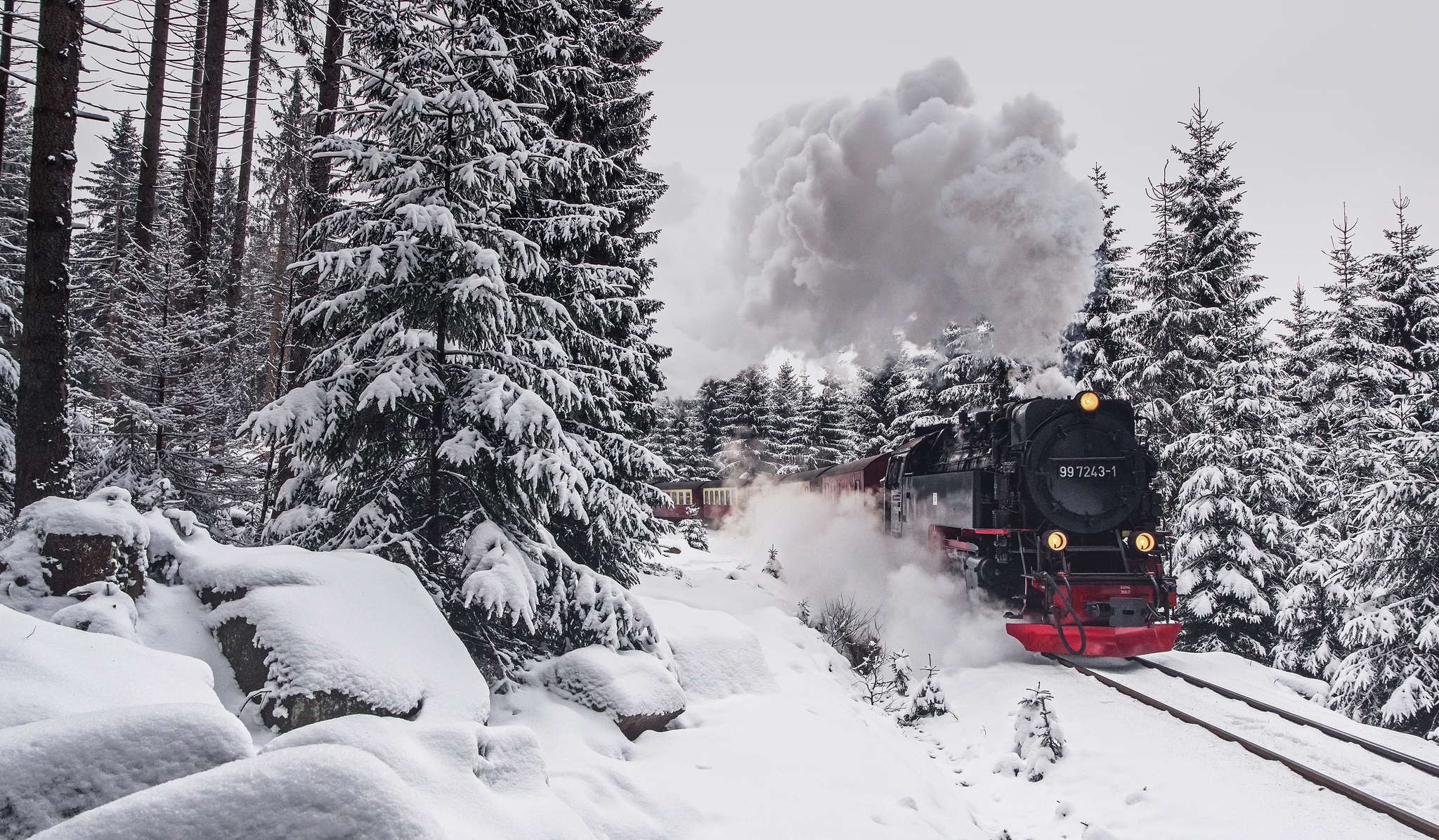 train, Vehicle, Steam Train, Winter, Harz Wallpaper