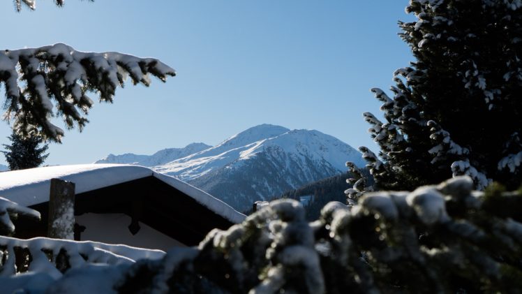 Paul Gilmore, Austria, Snow, Mountains, Snowy peak, Nature, Landscape, Far view, Sky, Trees, Pine trees HD Wallpaper Desktop Background