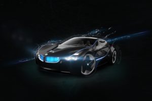 car, Sports car, Supercars, BMW, CGI, BMW Vision, Concept cars, Black background, Lights