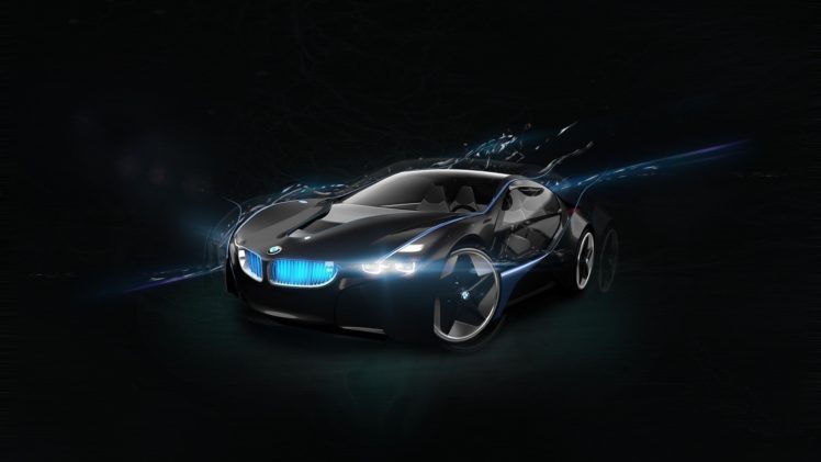 car, Sports car, Supercars, BMW, CGI, BMW Vision, Concept cars, Black background, Lights HD Wallpaper Desktop Background