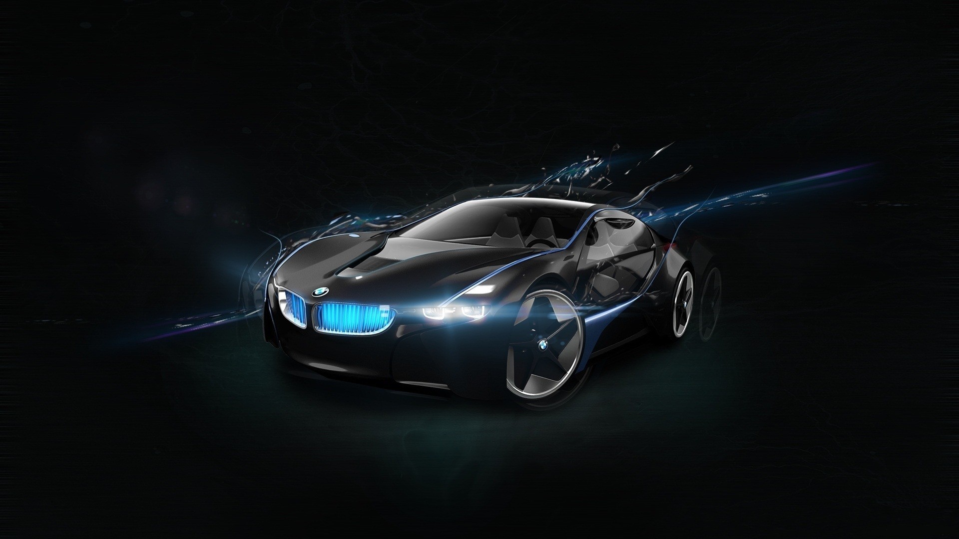 car, Sports car, Supercars, BMW, CGI, BMW Vision, Concept cars, Black background, Lights Wallpaper