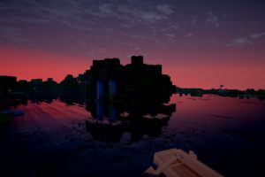 Minecraft, Sunset, Tug boats