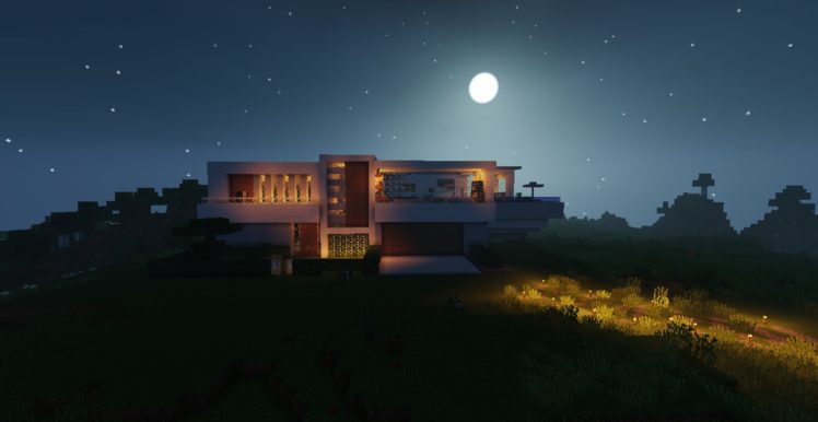 Minecraft, Landscape, House, Modern HD Wallpaper Desktop Background
