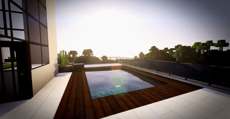 Minecraft, Landscape, Swimming pool HD Wallpaper Desktop Background