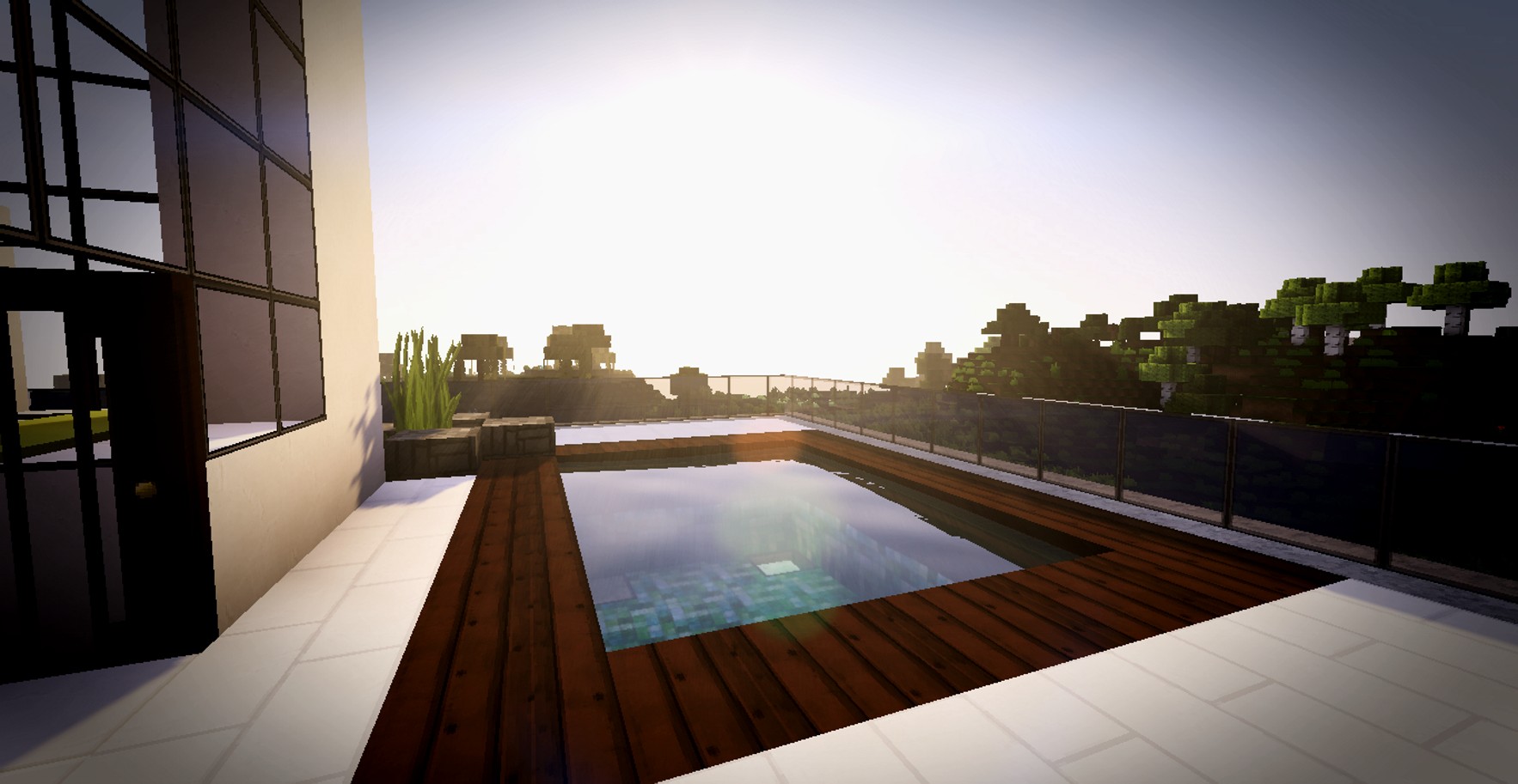 Minecraft, Landscape, Swimming pool Wallpaper