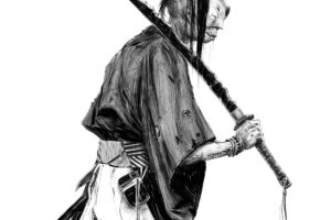 artwork, Simple background, Monochrome, Sword, Japanese sword, Samurai, Zombies, White background, Sketches
