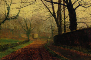 John Atkinson Grimshaw, Painting, Classical art, Fall, Trees, Road